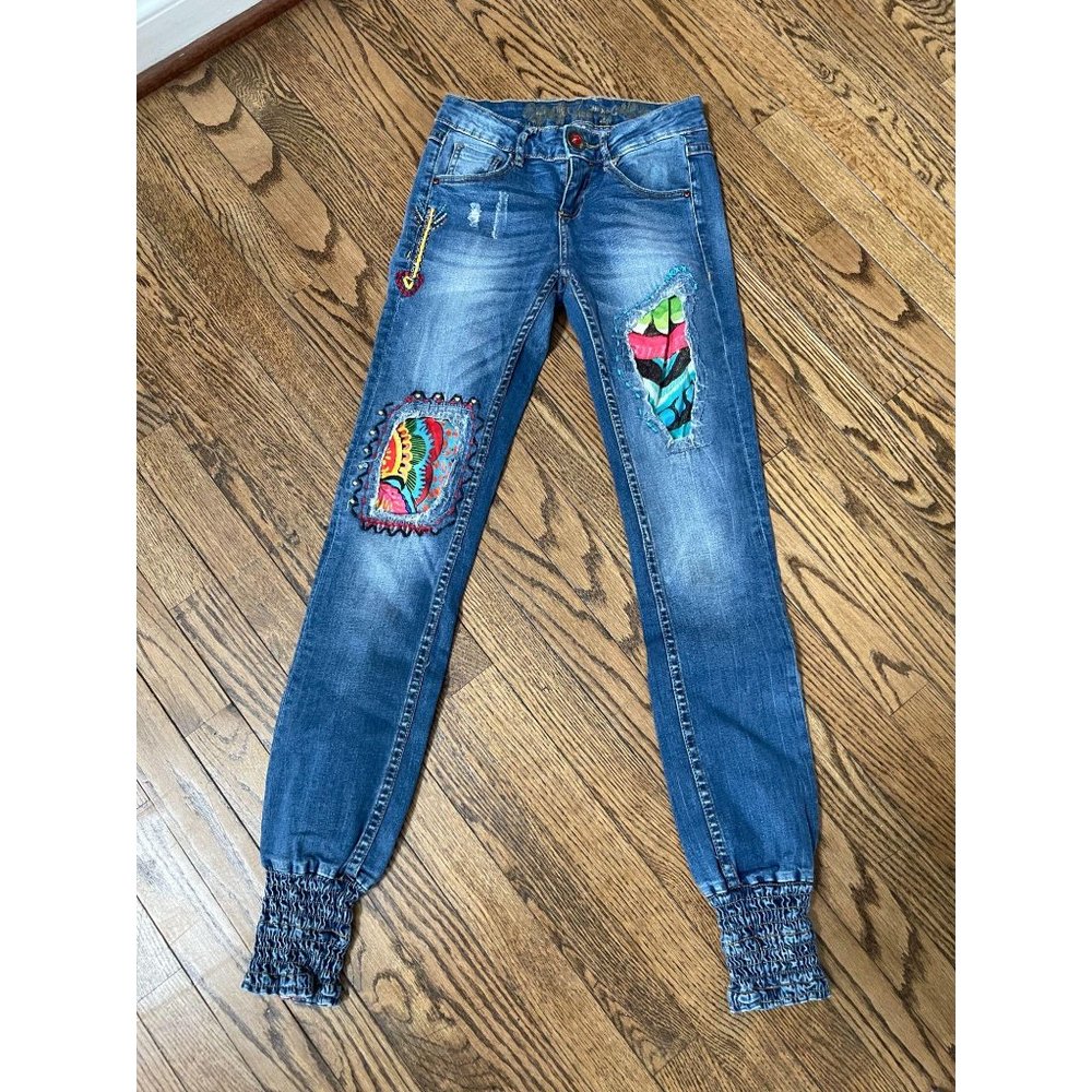 DESIGUAL Africa Arrow Rep Patchwork Jean Joggers - Picture 4 of 6